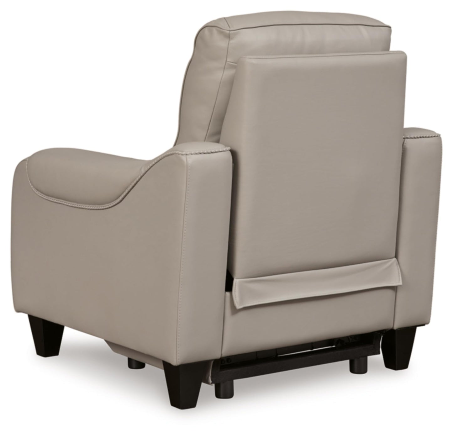 Signature Design by Ashley Mercomatic Contemporary Leather Match Wall Hugger Power Recliner with Adjustable Headrest and USB Ports, Light Gray