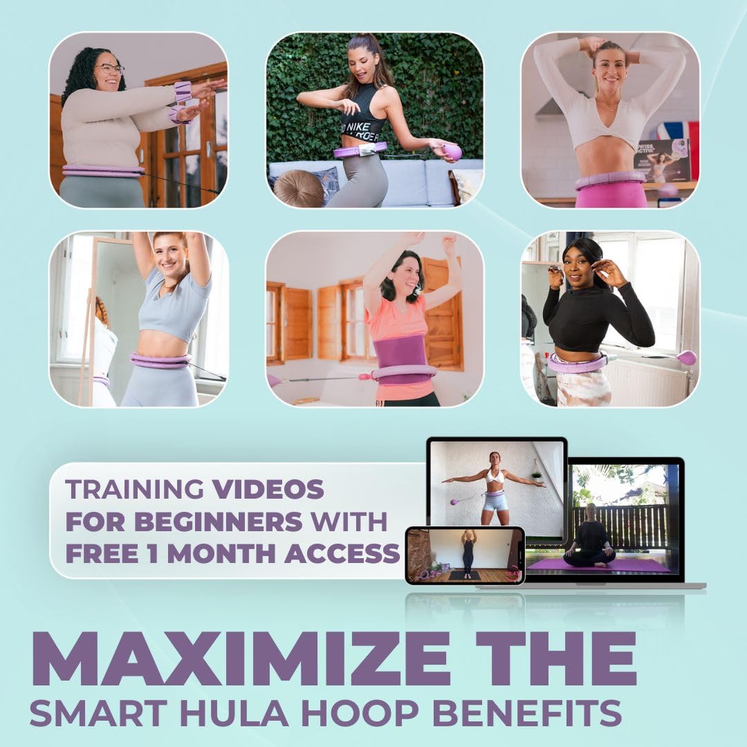Swiss Activa+ S6+ Infinity Hoop Premium Smart Weighted Hula Hoop with Counter 23-44in- S6+ Smart Hula Hoop Fit - Exercise Equipment - Workout Equipment Hula Hoops for Adults Weight Loss