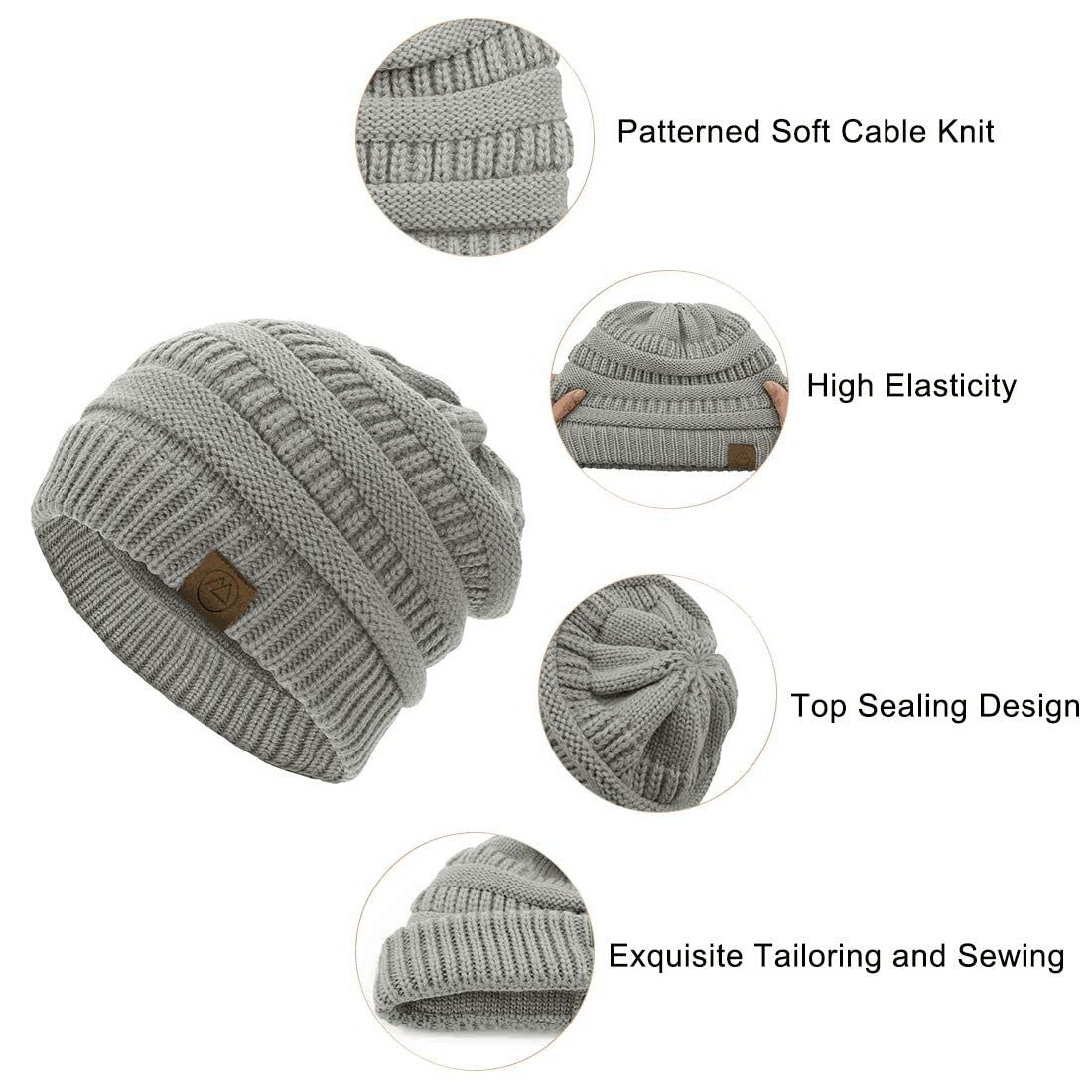 American Trends Beanies Women 4 Pack Knit Warm Thick Slouchy Beanies Hat Winter Snow Hats Caps Black Skull Hats Caps for Women 4Pack 5 One Size