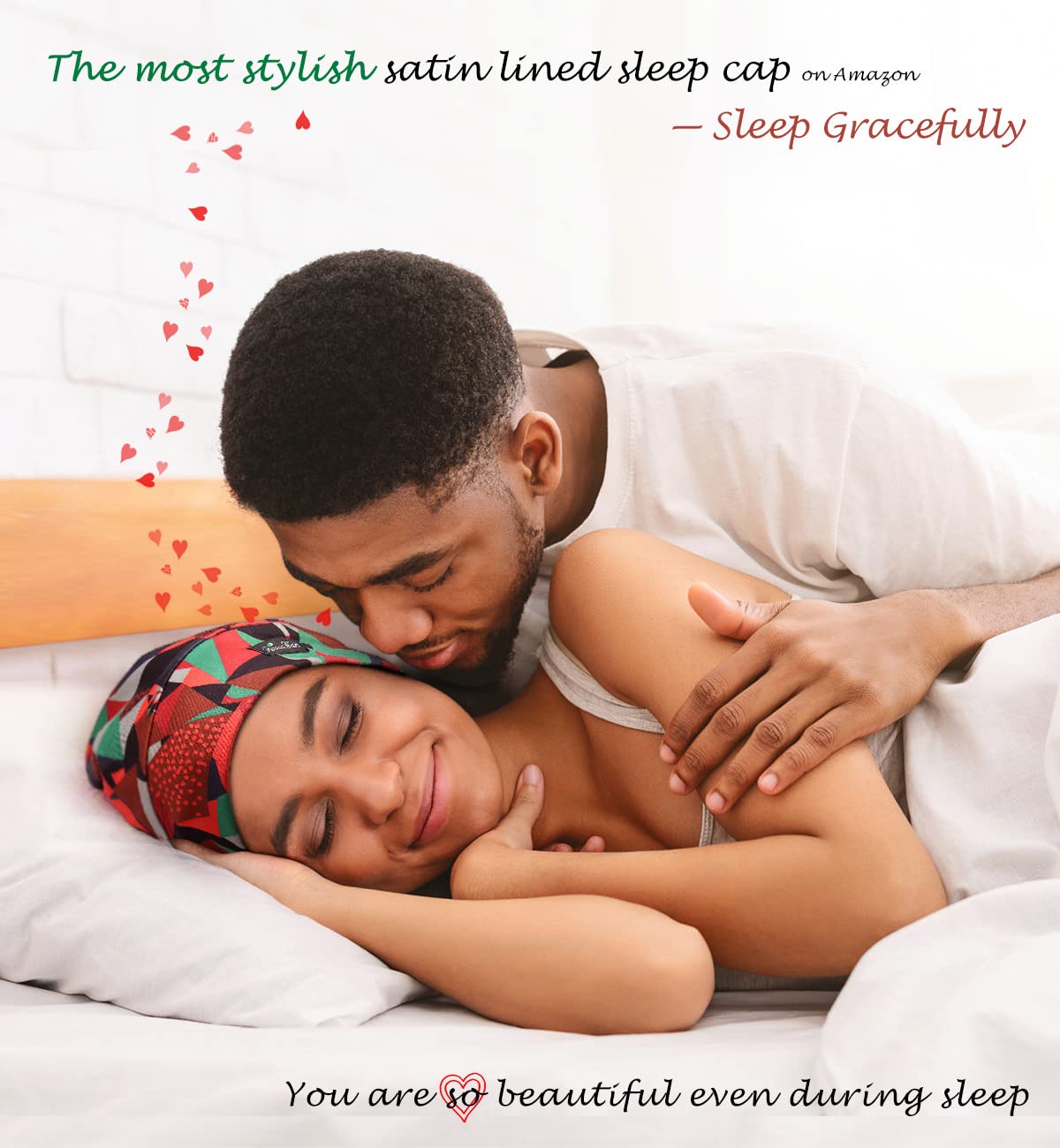 Satin Sleep Cap,Silk Lined Extra Large Black Women Natural Hair Bed Bonnet