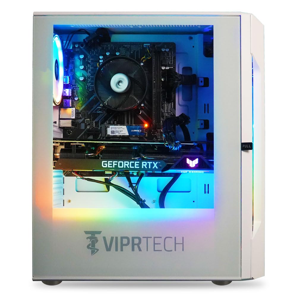 ViprTech Rebel 2.0 Gaming PC - AMD Ryzen 5 3600 (4.2Ghz Turbo), RTX 3050 6GB, 32GB DDR4 3200, 1TB NVMe SSD, WiFi BT, RGB, Windows 11 Pro, Desktop Computer Tower, White