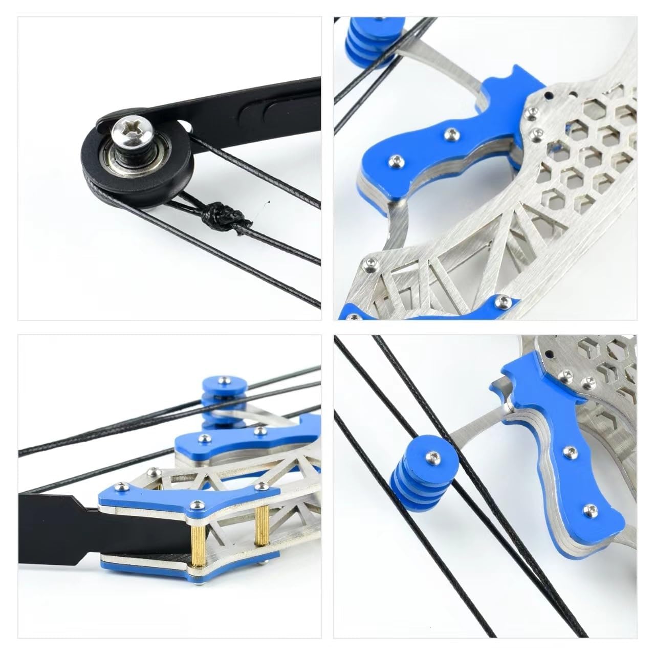 Mini Archery Bow Set Right Hand Mini Compound Bow Mini Hunting Bow Metal Material Catapult RH/LH for Hunting Shooting Practice Archery Entertainment Fun Hexagonal Black Wheel Style