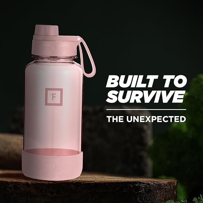 IRON °FLASK Clear Tritan Trekker Water Bottle with Chug Lid - Leak Proof & Lightweight for Gym, Hiking, Sports - Dishwasher Safe, BPA Free Plastic - Pink Marshmallow, 32 Oz