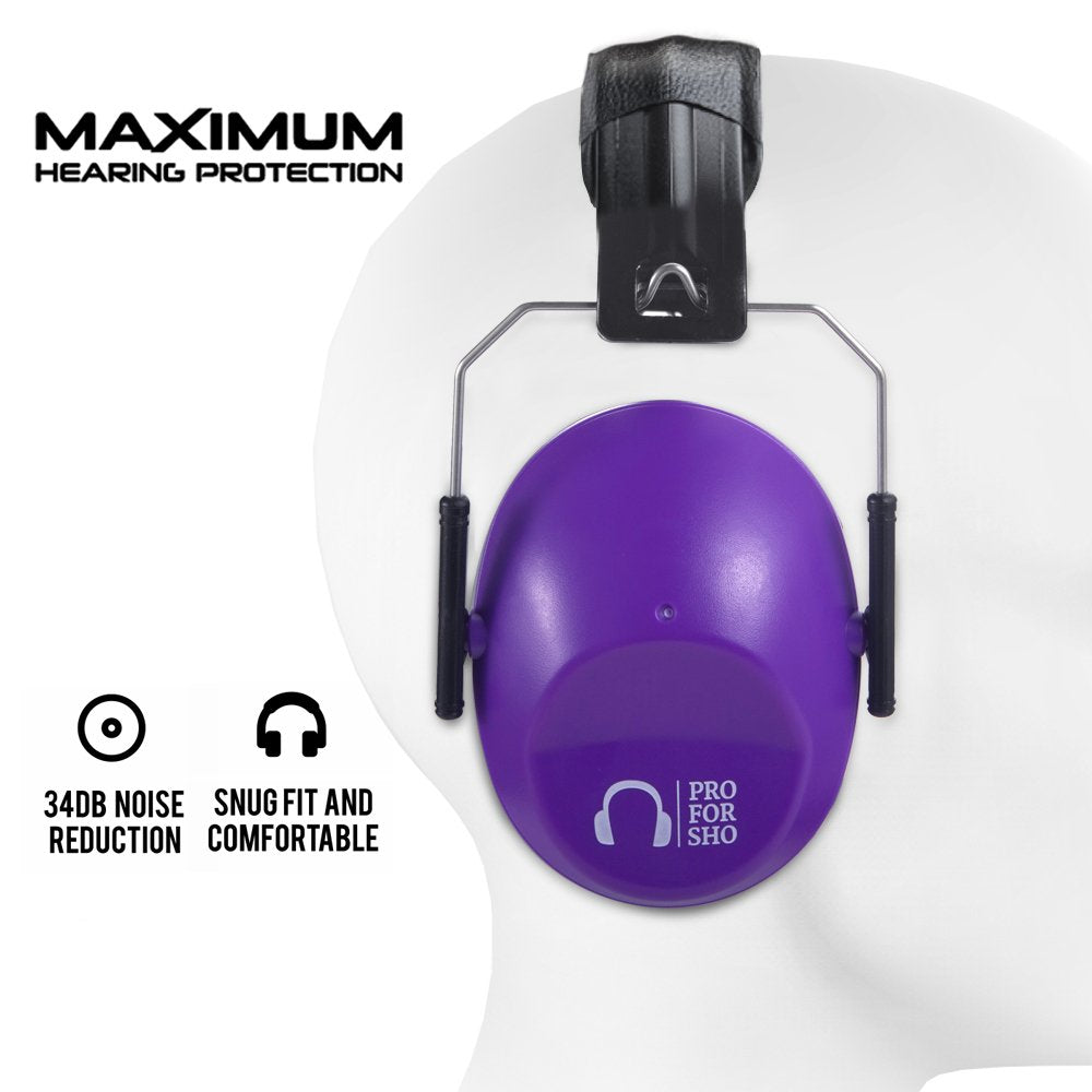 Pro For Sho 34dB Shooting Ear Protection - Special Designed Ear Muffs Lighter Weight & Maximum Hearing Protection - Standard Size, Purple