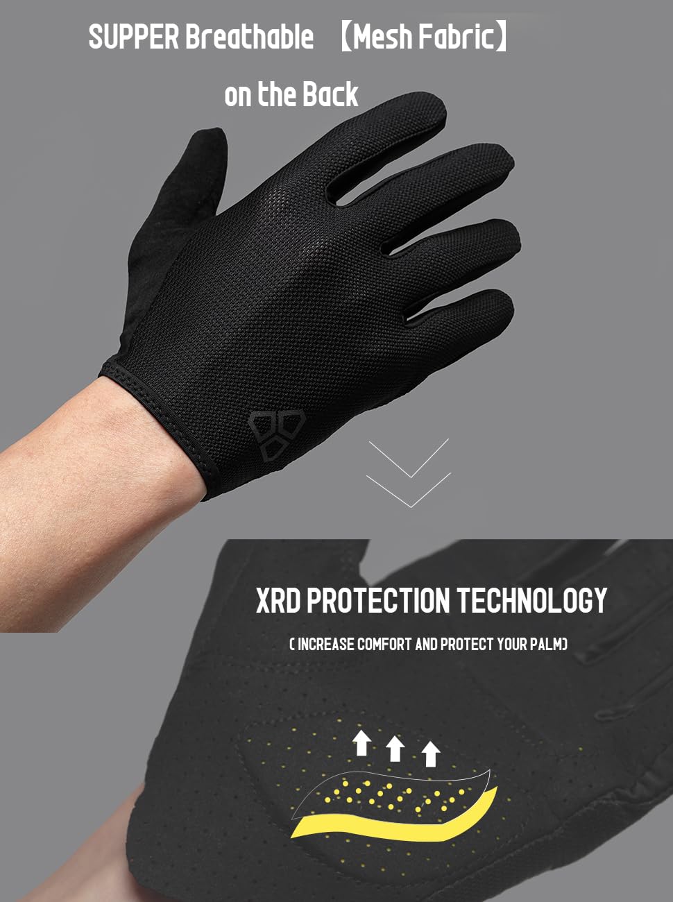 DUEECO Cycling Gloves,Bicycle Gloves,Bike Gloves for Men Women with 3MM XRD Padding Palm Classic Mountain Bike Gloves Riding Gloves On Road MTB Gloves with Touch Screen