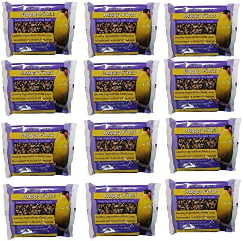 Songbird Treats Seed Bars | 12 Pack of 8 oz Bird Seed Cakes for Wild Birds (Happy Finch)