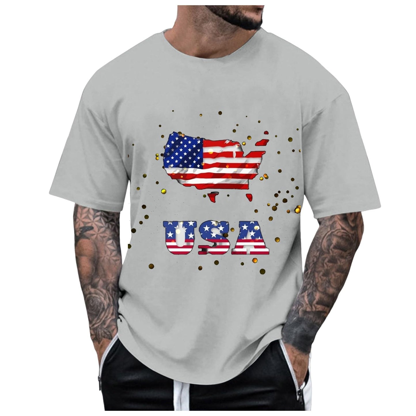 Prime Deal of The Day American Flag 4th of July Mens T-Shirts Short Sleeve Crew Neck Shirts Casual Loose Fit Tops Athletic Quick Dry Active Tee Shirts
