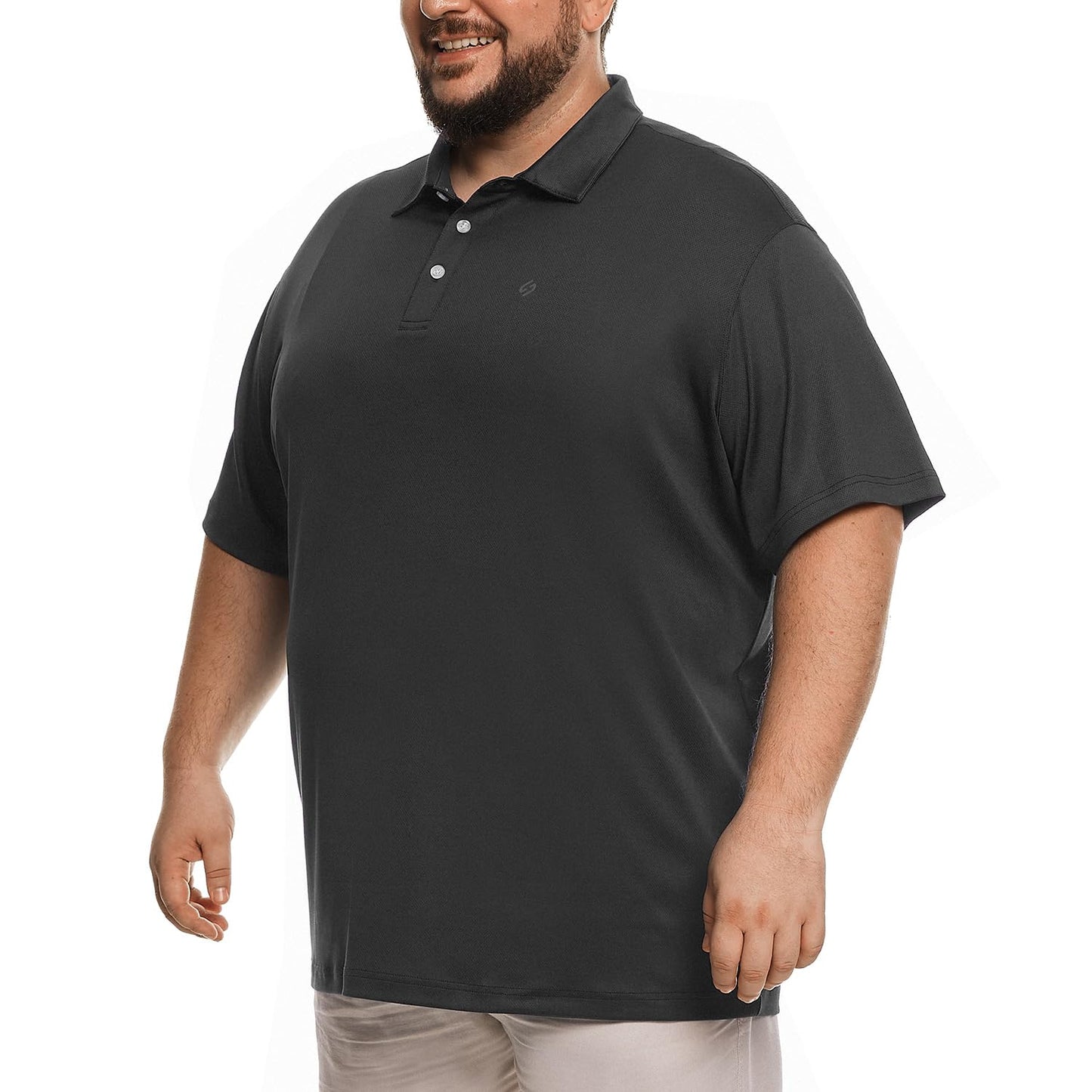 HOdo Big and Tall Mens Polo Shirt Moisture Wicking Sport Shirt Black 6XL