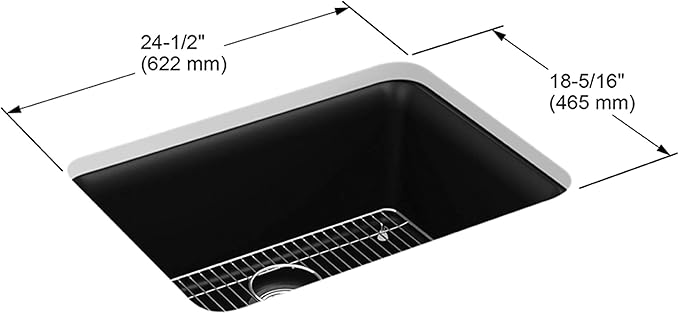 KOHLER 28001-CM7 Cairn Sink, 24 in, Matte Graphite