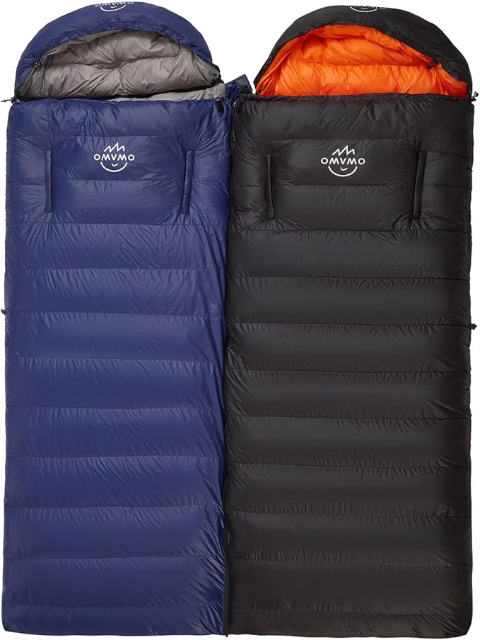 0-20 Degrees F Down Sleeping Bag for Adults - 4 Season Envelope With Arm Holes, Wearable for Backpacking Camping - Ultralight, Compact, Move Freely While Wearing