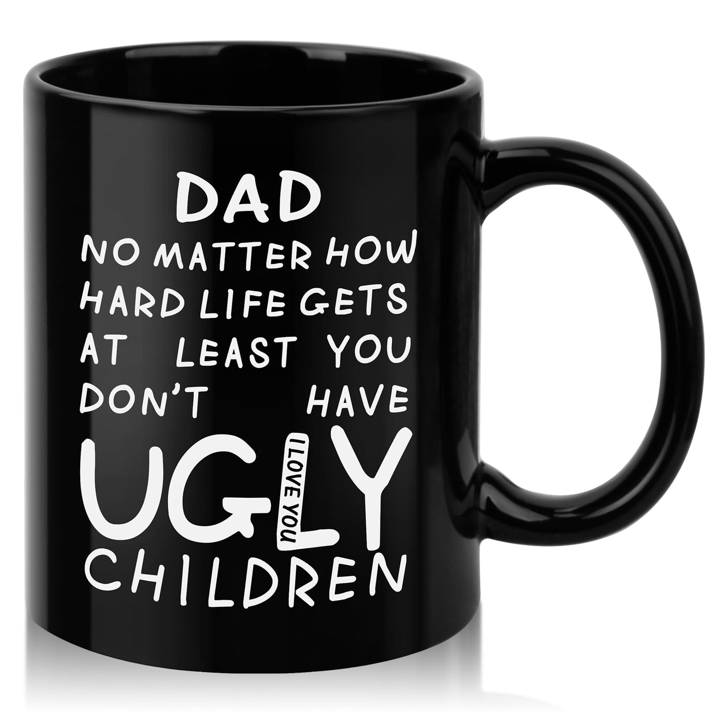 Fathers Day Dad Gifts from Daughter Son Kids Wife,11oz Funny Black Coffee Mug Gifts for Dad Husband,Cool Fathers Day Present Ideas for Daddy,Personalized Anniversary Birthday Presents for Papa Stepdad