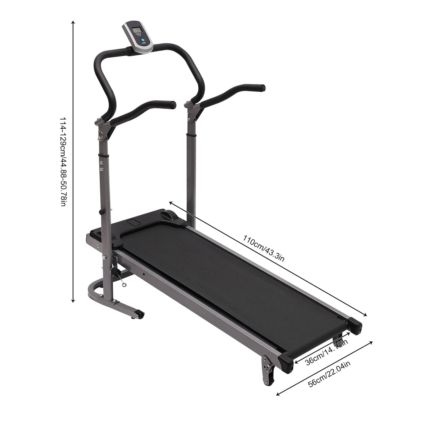 RustyVioum Folding Treadmill W/Incline, 264.55lbs Capacity Portable Treadmill with LED Display Under Desk Treadmills for Home Gym Office, 43.3 * 22.04inch Black Easy Assembly
