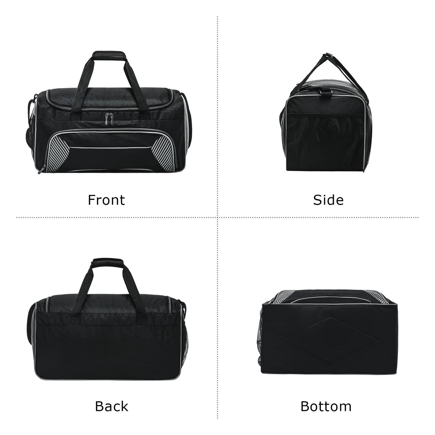 Uarition Mens Gym Bag 21 inch Large Overnight Weekender Duffle Bag for Travel Sport-Black/Grey