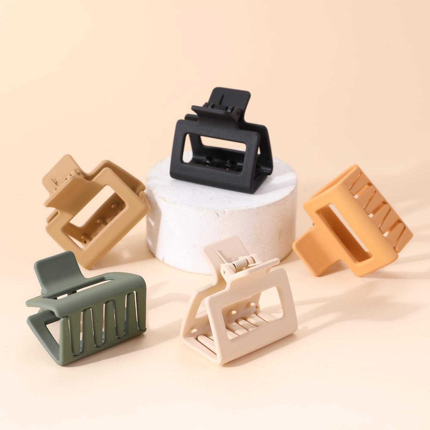 Small Hair Clips for Women and Girls - 2 Inch Rectangle Medium Claw Clips for Thin/Fine Hair - Nonslip Strong Hold Matte Jaw - 16 Pack(natural colors)