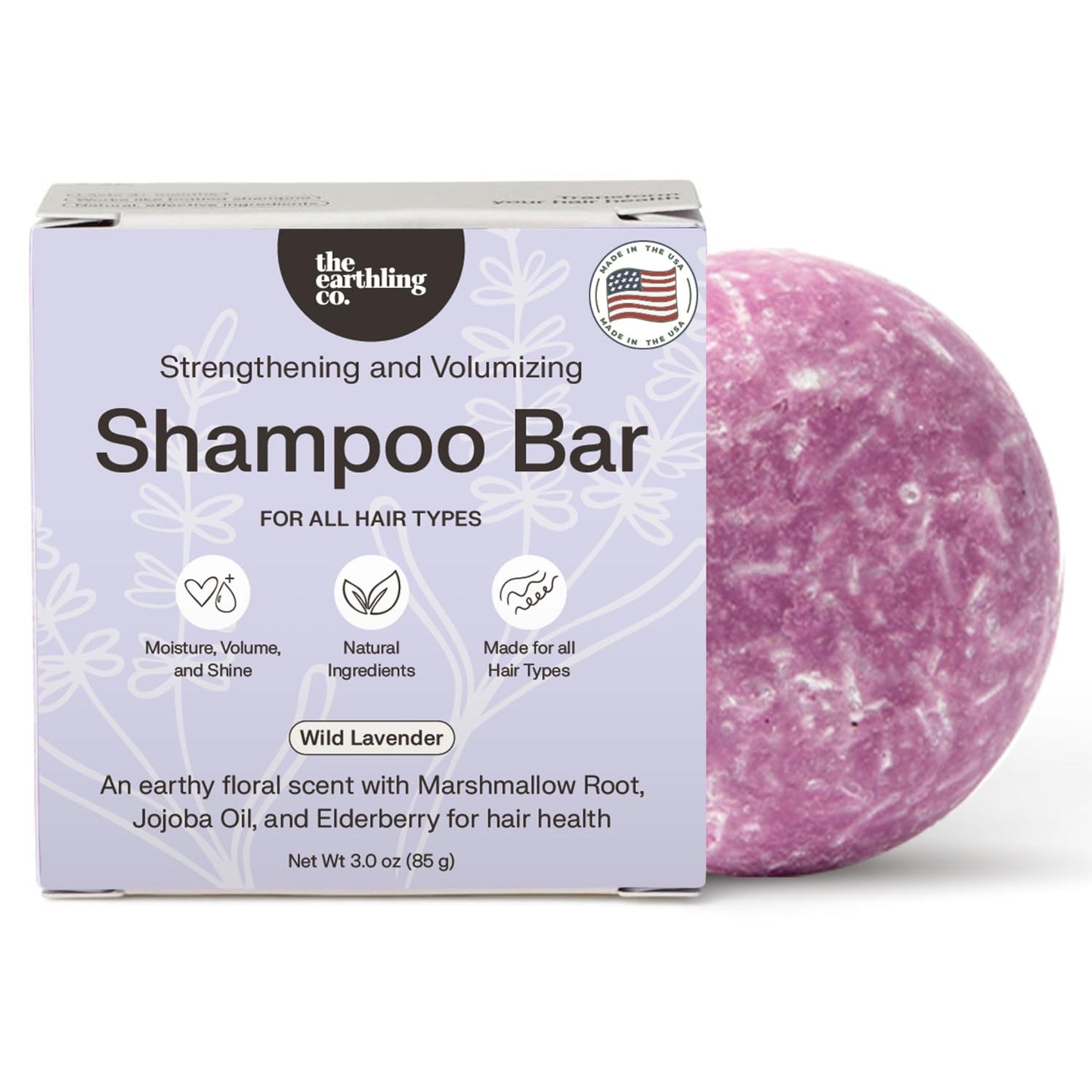 The Earthling Co. Shampoo Bar - Promote Hair Growth, Strengthen & Volumize All Hair Types - Paraben & Sulfate Free formula with Natural, Vegan Ingredients (Vanilla Coconut, 3 oz)