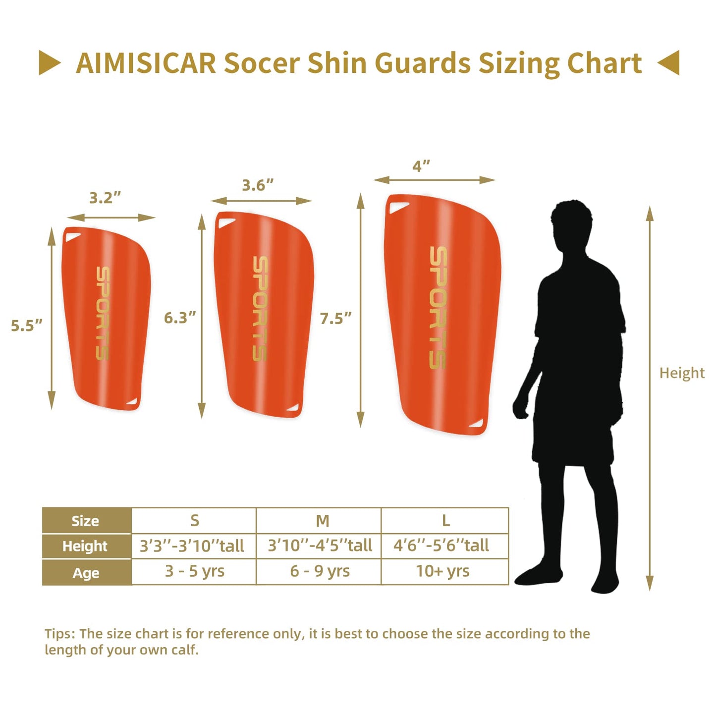 AIMISICAR Kids Youth Soccer Shin Guards, Shin Pads and Shin Guard Sleeves for 3-15 Years Old Boys and Girls for Football Games, EVA Cushion Protection Reduce Shocks and Injuries