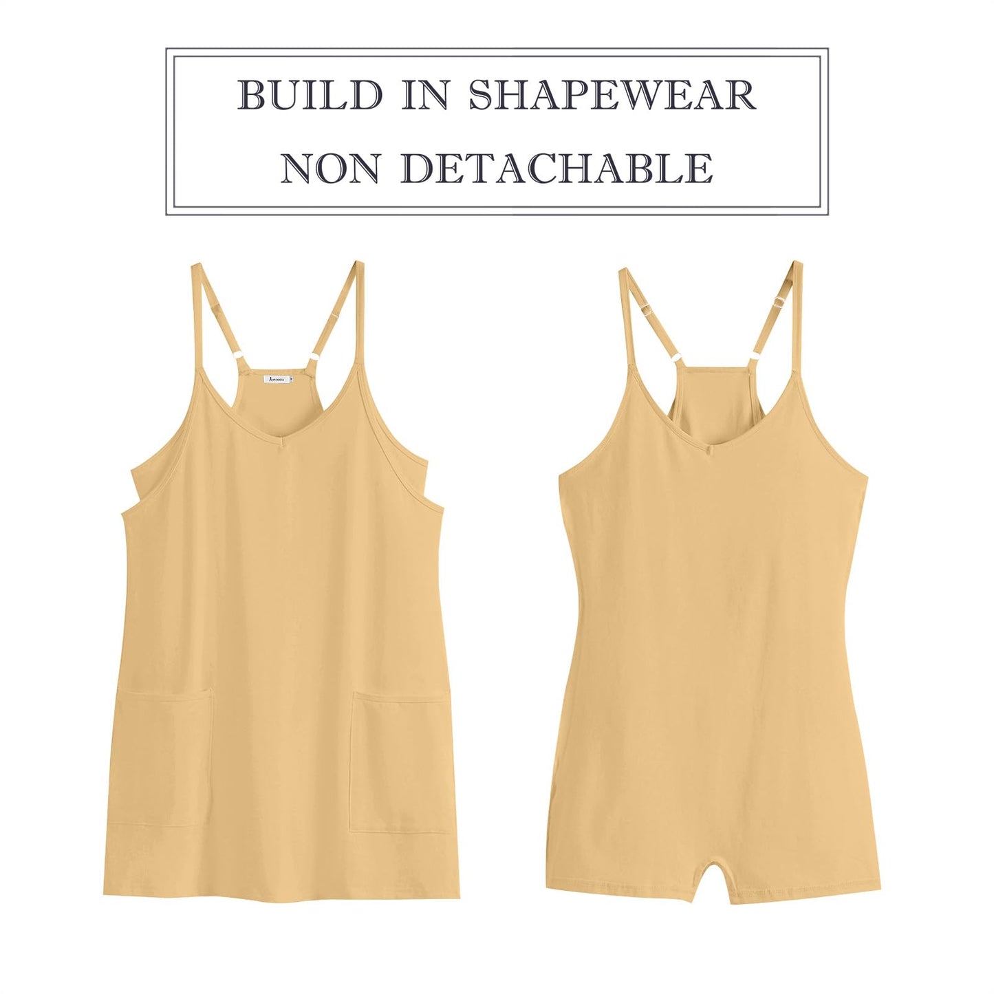 ANRABESS Women Summer Mini Romper Dress Workout Tennis Active Sports Athleisure Outfits built in Shorts Trendy Vacation Light Yellow X-Smal