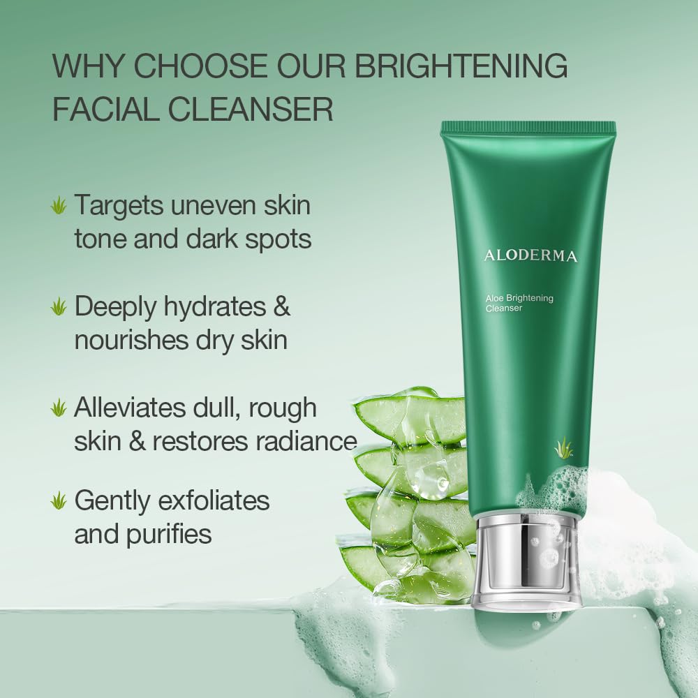 Aloderma Signature Aloe Brightening Set - 6 Pieces - Gel, Cleanser, Toner, Serum x2pcs, Cream