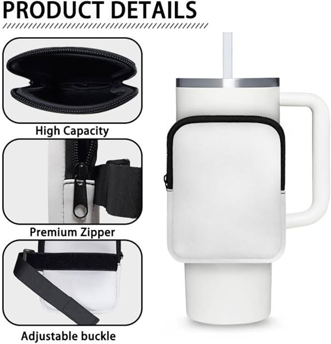 Flower Water Bottle Pouch Butterfly Tumbler Pouch Bag with Strap Gym Cup Pouch 20oz 30oz 40oz Tumbler Accessories for Phone Earphone Key