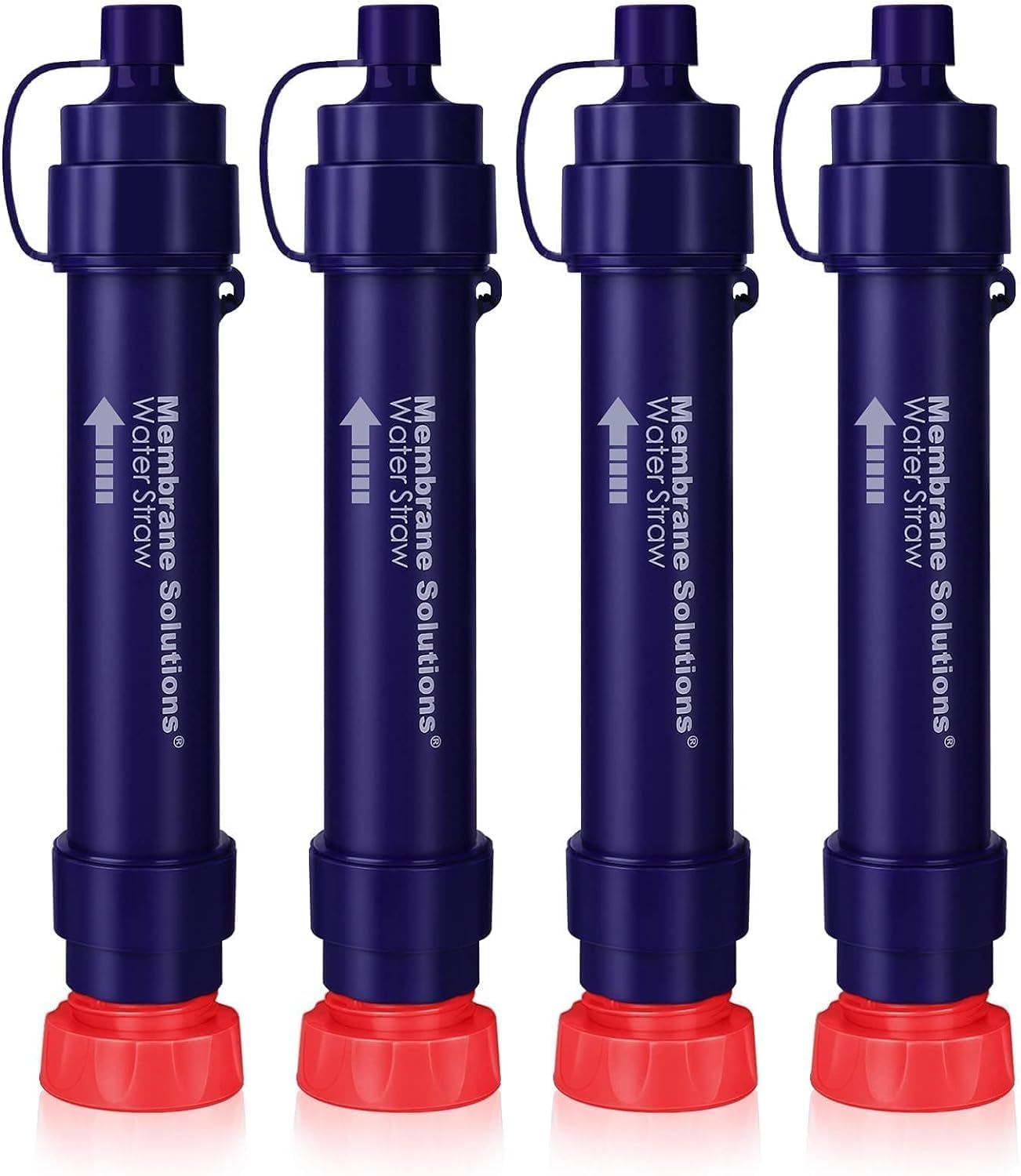Membrane Solutions Water Filter Straw S2, NSF/ANSI 42&372&401 Certified, 4-Stage 0.1 μm Portable Water Purifier with Replaceable Filter, 5,000L Capacity for Camping, Hiking, Survival and Emergency- 4P