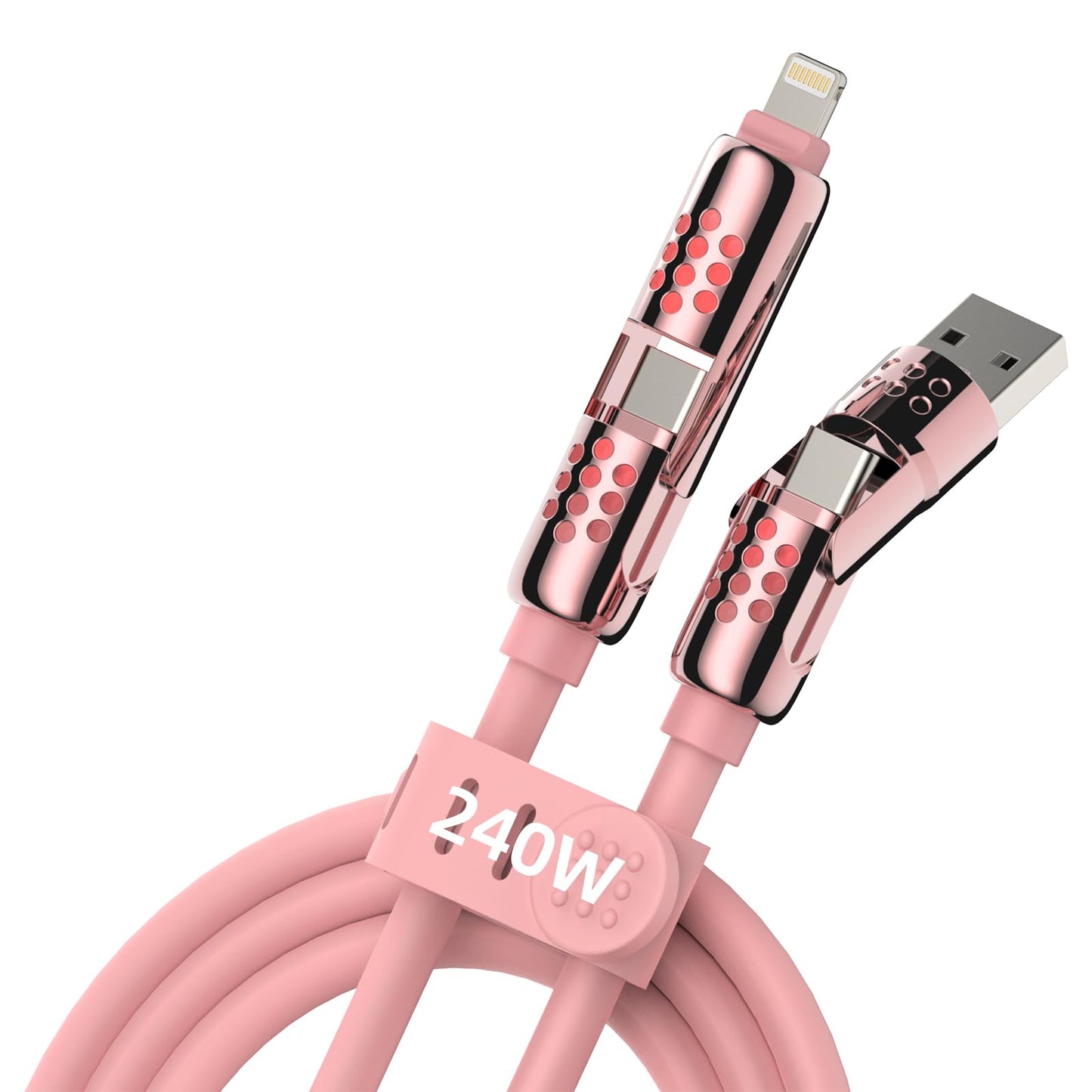 MFish 4-in-1 USB C Charging Cable, 6.6Ft Type C to Type C Cable, 240W Fast Charger for iPhone 16/15/14 Pro Plus Pro Max, for iPad MacBook Pro/Air, Laptops - Multi Charging Cable with USB-A