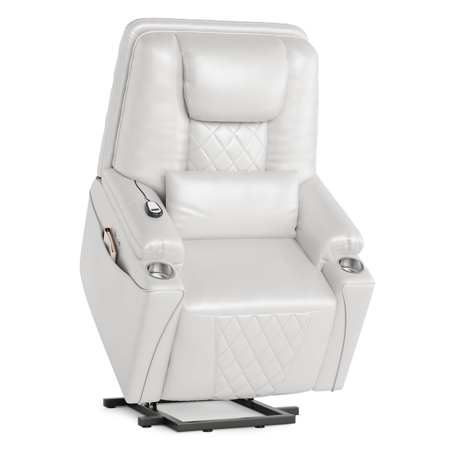 IDEALHOUSE Electric Power Lift Recliner Chair Sofa, Power Lift Chair for Elderly, 3 Positions, Side Pockets, and Cup Holders, USB Ports, Recliner Chair with Remote for Living Room, White