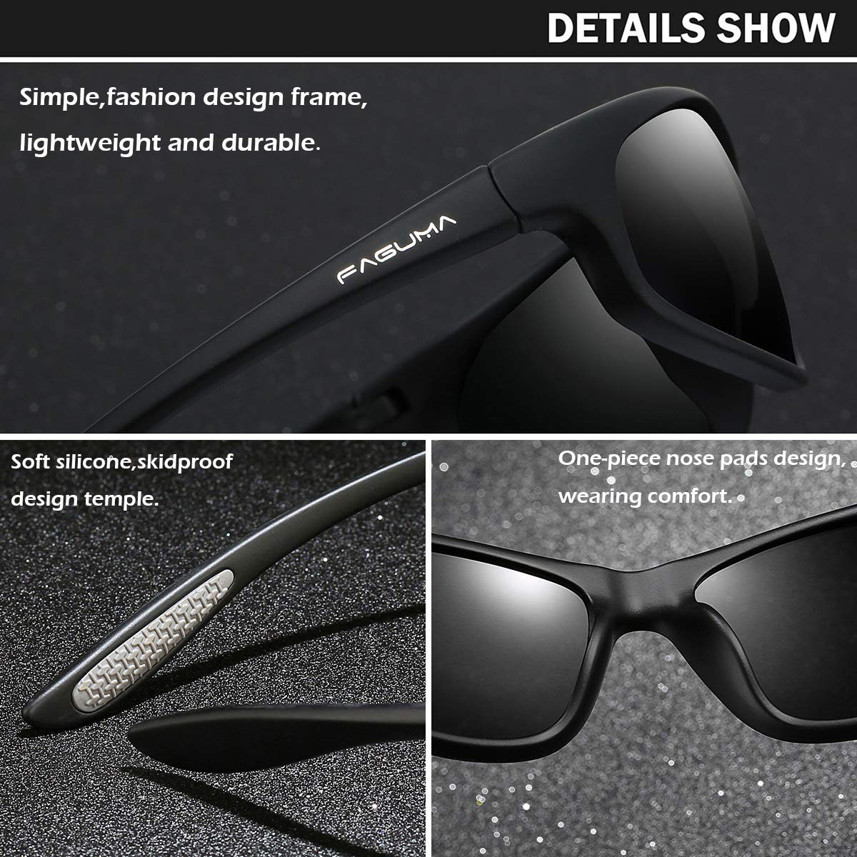FAGUMA Polarized Sports Sunglasses For Men Cycling Driving Fishing 100% UV Protection