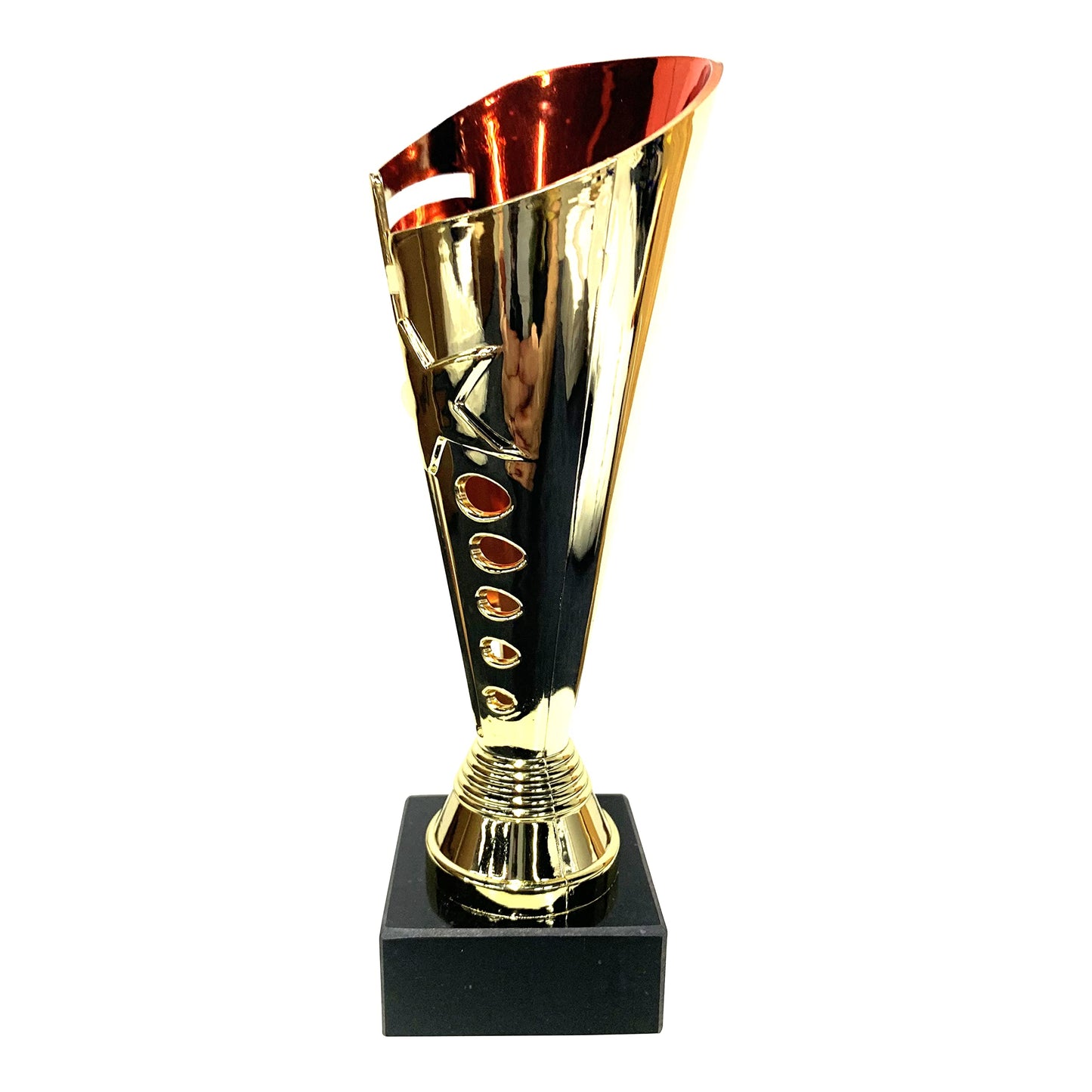 Express Medals Trophy Cup - Bright Gold and Red Star Trophy with Marble Base for Sport Tournaments, Competitions, Recognition or Award, 9 Inches Tall x 3 Inches Wide at The top.