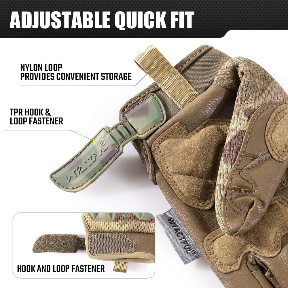 WTACTFUL Touch Screen Gloves for Men Airsoft Paintball Riding Driving Hunting Hiking Motorbike Mountain Bike MTB Work Outdoor Full Finger Gloves Camo S