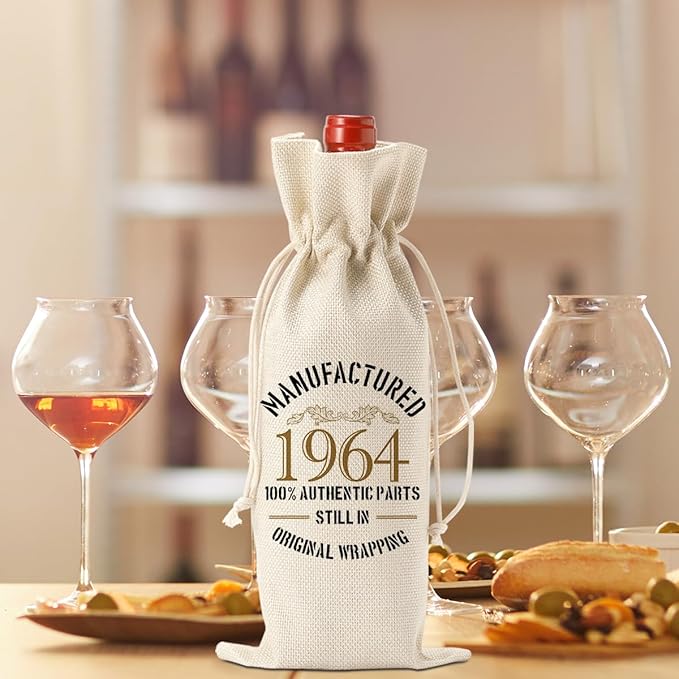 60th Birthday Gifts for Women Ideas Funny Wine Bag 60th Birthday Decorations Party Favors Happy Anniversary Retirement Gifts for 60 Year Old Woman Sister Mother Grandparents Wine Gift Bag