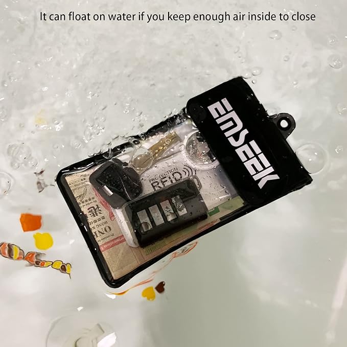 Armband Waterproof wallet Floating Surf Car Key Fob Case Beach dry bag ankle Waterproof Pouch Holder For GPS Key Money Credit Vaccine Card Driver License ID Badge (Black)