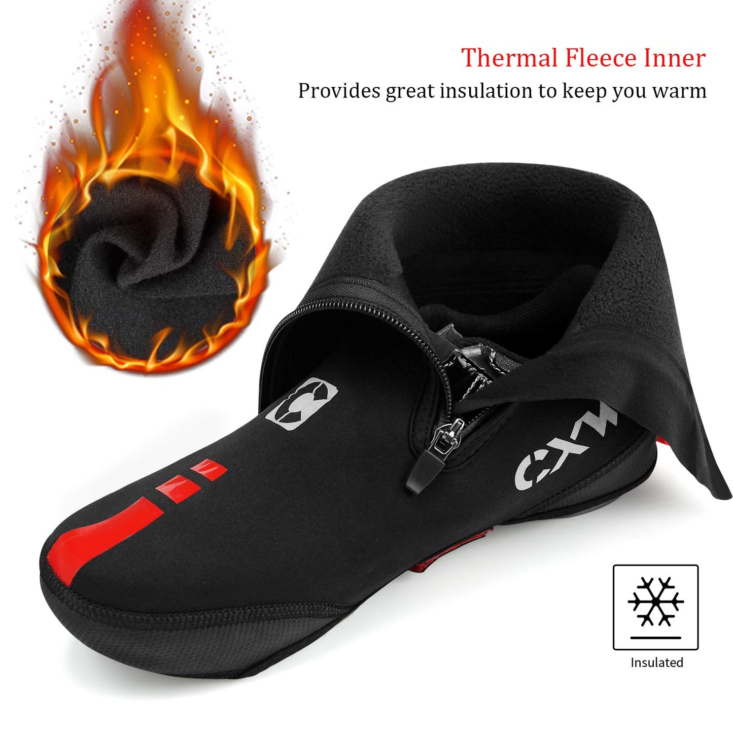 CXWXC Cycling Shoe Covers Neoprene Waterproof,Winter Thermal Warm Full Bicycle Overshoes for Men Women,Road Mountain Bike Booties Black