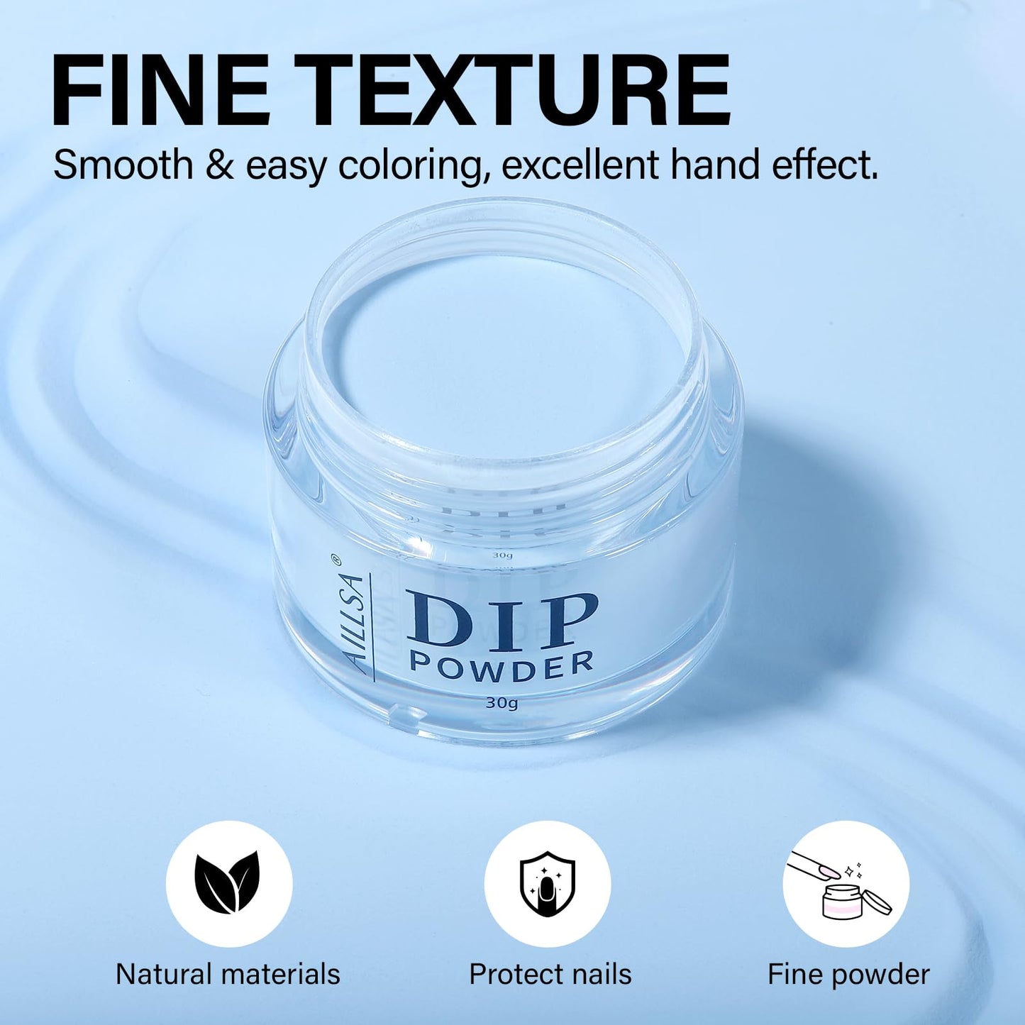 AILLSA Light Blue Nail Dipping Powder - DIY Manicure Salon at Home - Easy to Use - Valentine's Day Gift (1 Oz)