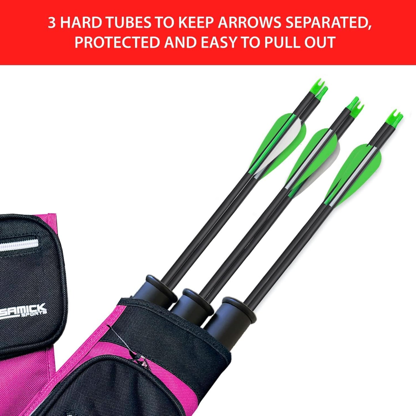 SAMICK SPORTS Archery Arrow Quiver - Adjustable Waist Hanged Quiver with 3 Removable Tubes & Pockets for Archery Arrows Case & Equipment - Ideal for Hunting & Target Practice - Right Handed Only