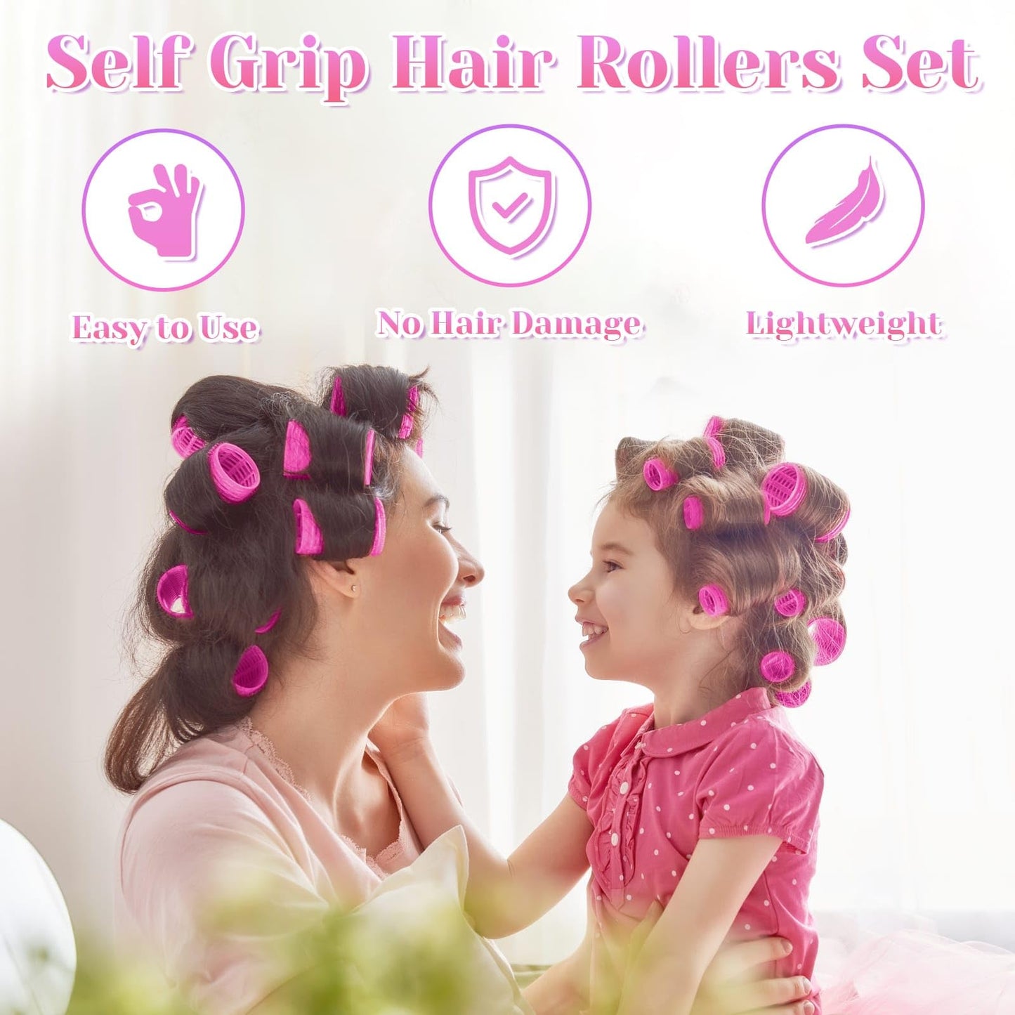 anezus Self Grip Rollers Hair Curlers 30Pcs Set with 18Pcs Hair Roller 3 Sizes (6 Large Rollers, 6 Medium Rollers and 6 Small Rollers) and 12 Clips for Long Medium Short Hair Volume