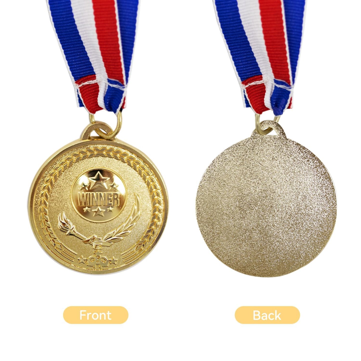 HDWerker 12 Pieces Metal Winner Gold Award Medals Bulk for Awards, Olympic Style Medals Gold Prizes with Neck Ribbon,for Adults Sports, Competitions, Party Events(Gold/12PCS)