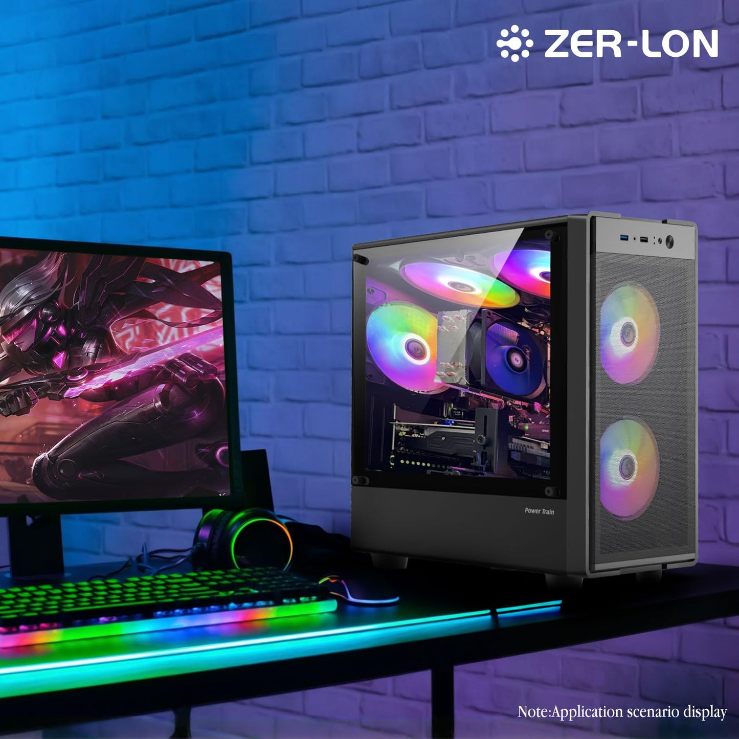 ZER-LON Gaming PC Desktop Computer, AMD Ryzen 5 5500 up to 4.2GHz, Radeon RX 550 4GB, 16G DDR4 RAM, 1TB NVME SSD, WiFi 5.0, Prebuilt Gaming PC Tower Computer with RGB Fan