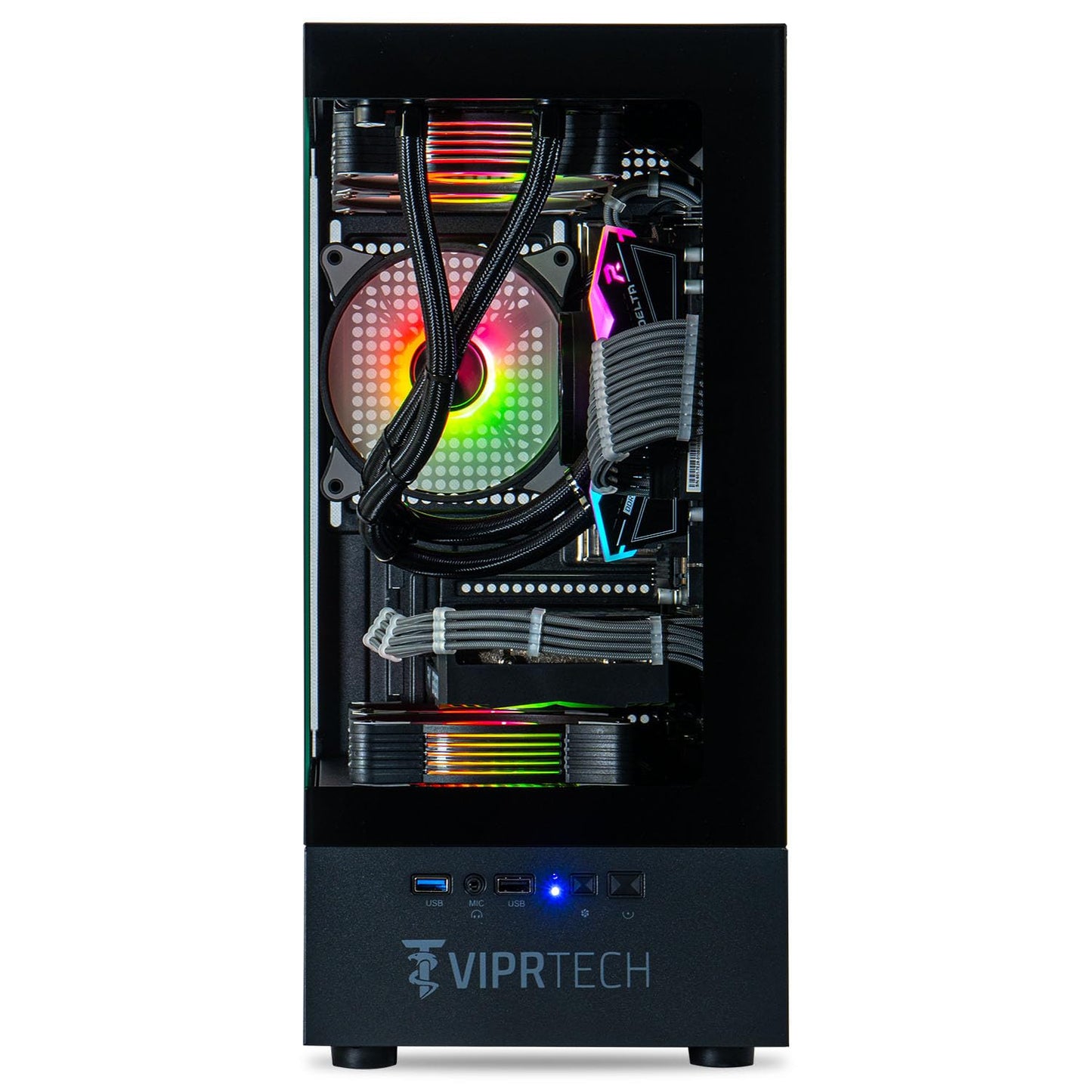ViprTech Reaper 2.0 Liquid-Cooled PC - AMD Ryzen 7 8700F (5.0Ghz Turbo), RTX 4060 Ti 16GB, 32GB DDR5 6400, 1TB NVMe SSD, Gold PSU, VR-Ready, WiFi, BT, Win 11, Gaming Desktop Computer Black