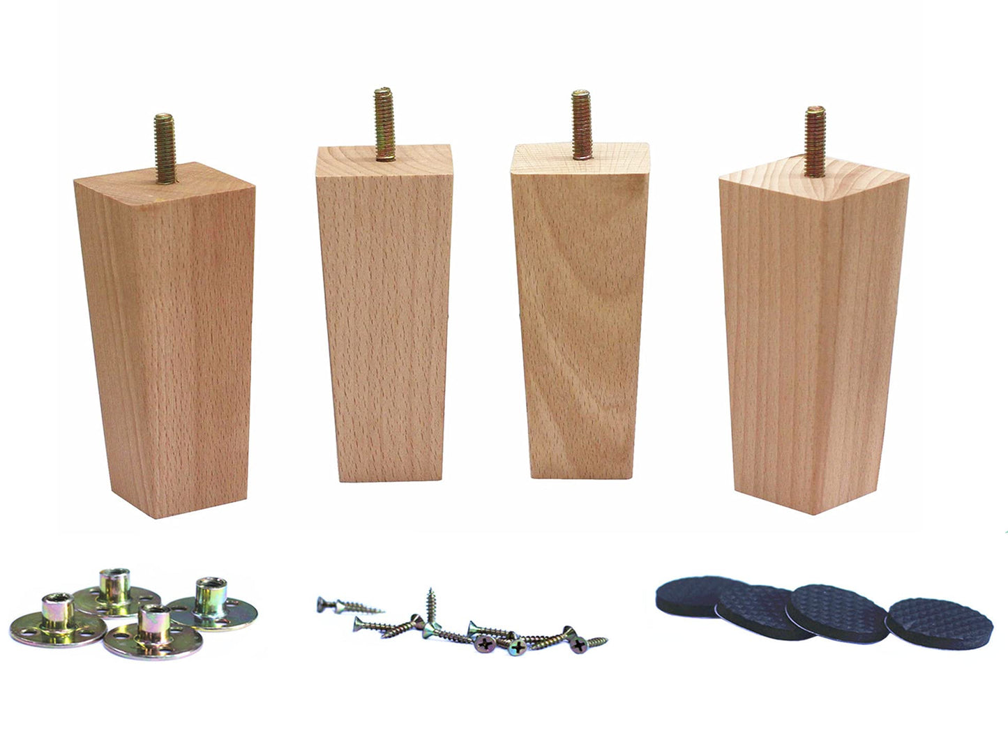 WEICHUAN Tapered Solid Beech Wood Furniture Legs for Sofa Couch Chair Ottoman Loveseat Table Cabinet Legs Furniture Feet Replacement(5.5" Straight Set of 4)