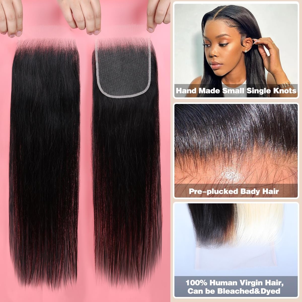 Anknia SKINLIKE 5x5 Real HD Lace Closure Human Hair Straight Invisible HD Lace Closure Single Knots 0.1mm Ultra-thin Pre Plucked Natural Hairline 20 Inch (Natural Black- 5x5 HD Lace Closure, 20 Inch)
