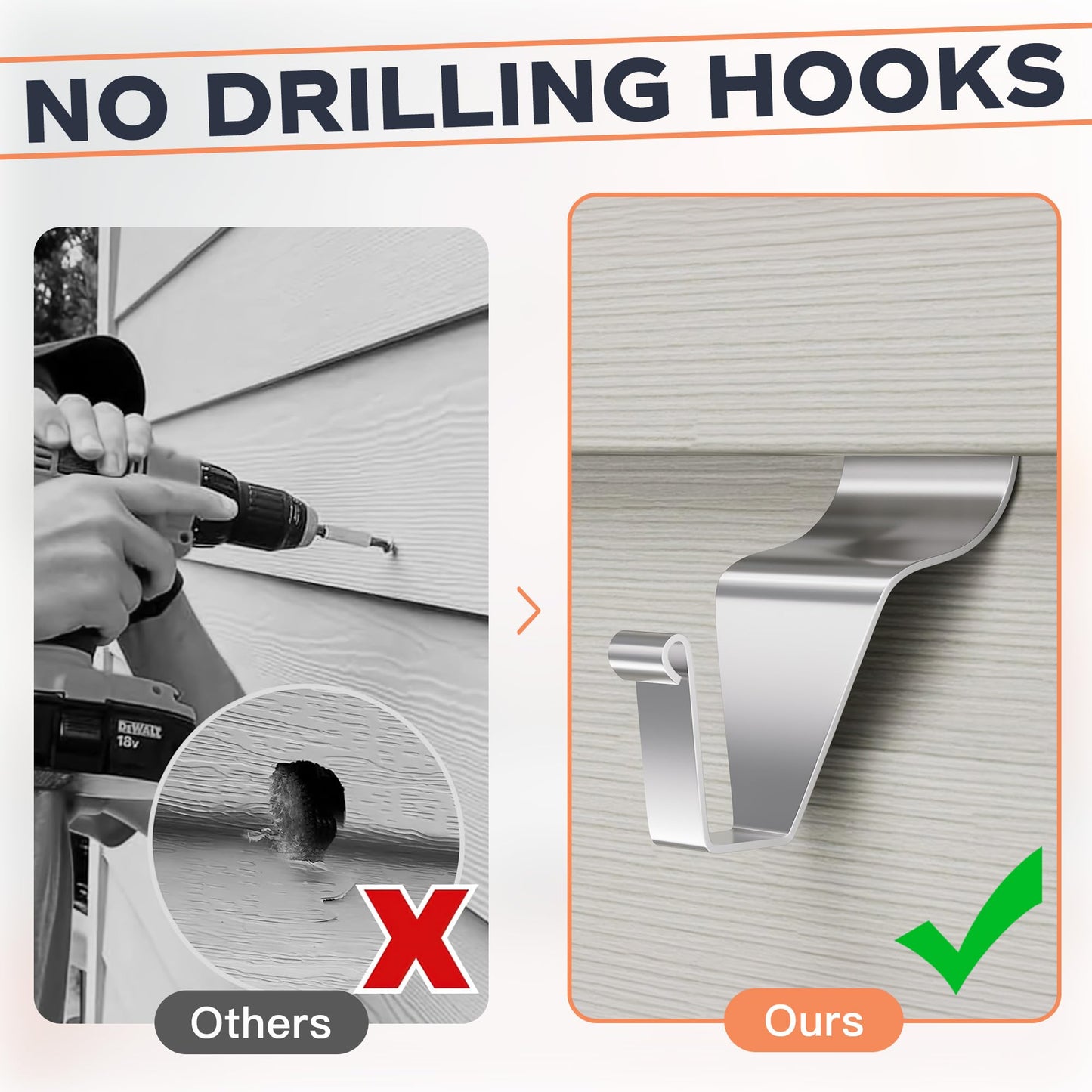 Cozcty Siding Hooks(12 Pack), No-Hole Needed Vinyl Siding Clips for Outdoor Decor, No Damage Sided Hooks to Home Security Camera, Metal Hanger Mounting for Hanging Holiday Decorations