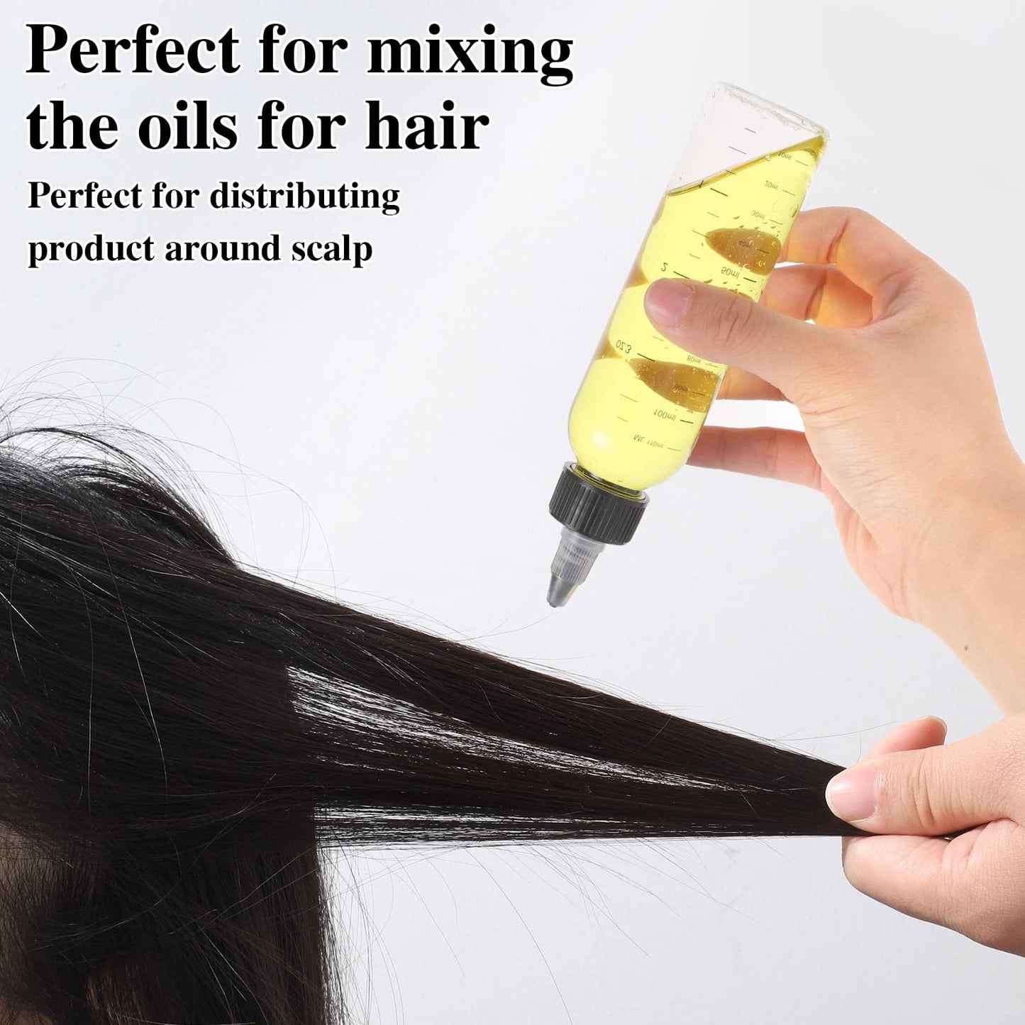 BESARME 2 Pack Applicator Bottles for Hair Oil - 4 Ounce Plastic Squeeze Bottles with Clear Graduated Scale