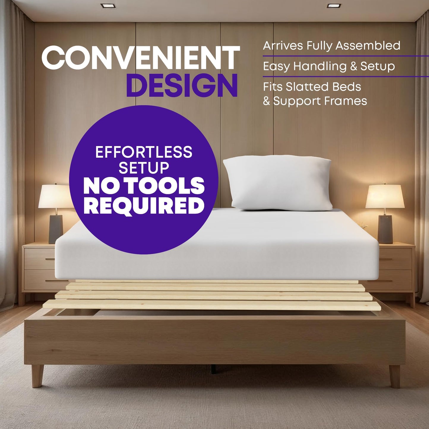 Greaton, Wooden King Bed Slats for Support Under Mattress – Replacement Wood Slats for King Size Bed Frame – Under Mattress Support Without Extra Height – 3.38 Standard Width