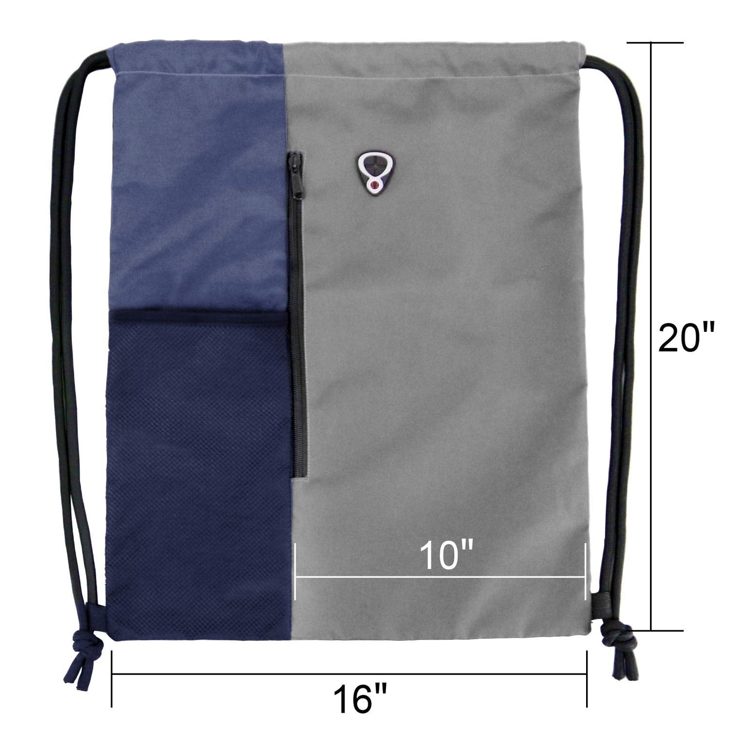 BeeGreen Grey Drawstring Backpack Sports Gym Bag For Women Men Large Draw String Bags Pack With Zipper and Water Bottle Mesh Pockets Workout Bag