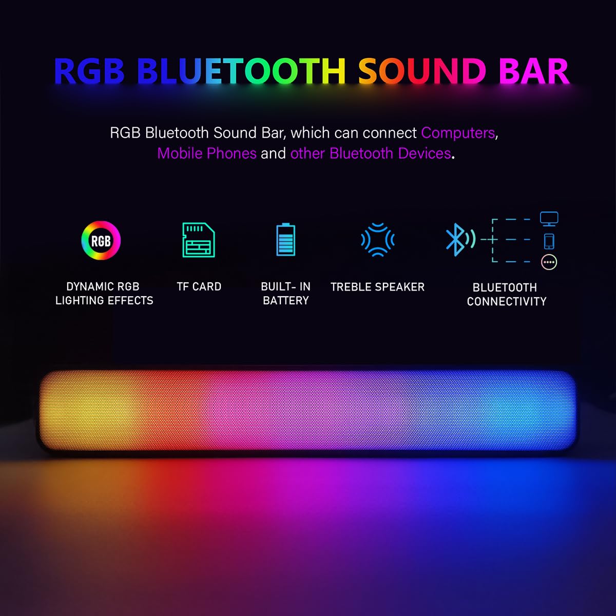 STGAubron Gaming PC Desktop Computer, Intel Core I7 up to 3.9 GHz, Radeon RX 580 8G, 16G RAM, 512G SSD, WiFi, Bluetooth 5.0, RGB Fan x6, RGB BT Sound Bar, Windows 10 Home