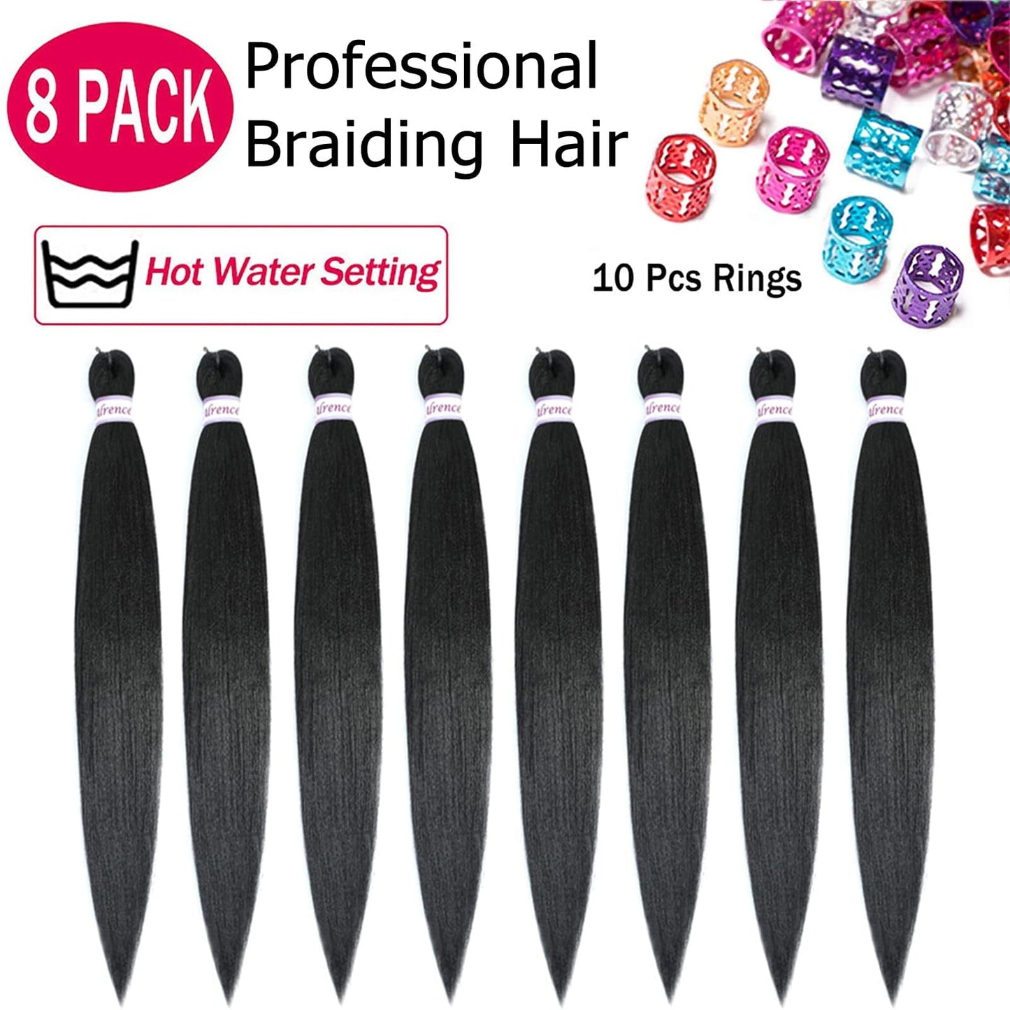 Alrence Pre Stretched Braiding Hair Long Braid 38 Inch 8 Packs Professional Braiding Hair Extensions Synthetic Crochet Twist Braids (38 Inch, 1B#)