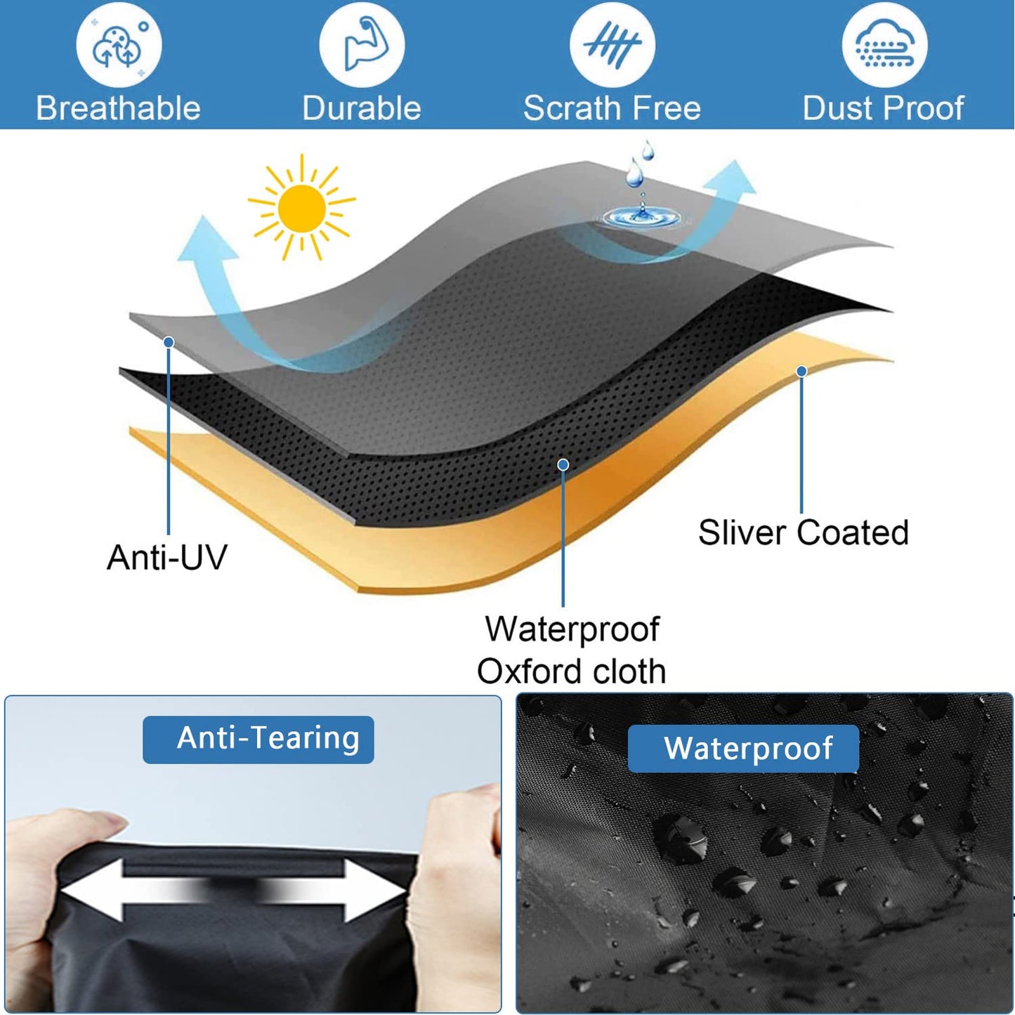 Rilime Treadmill Cover, Waterproof Outdoor Treadmill Covers with Drawstring, Upgrade Dust Proof Heavy Duty Non-Folding Running Machine Treadmill Covers for Indoor Outdoor