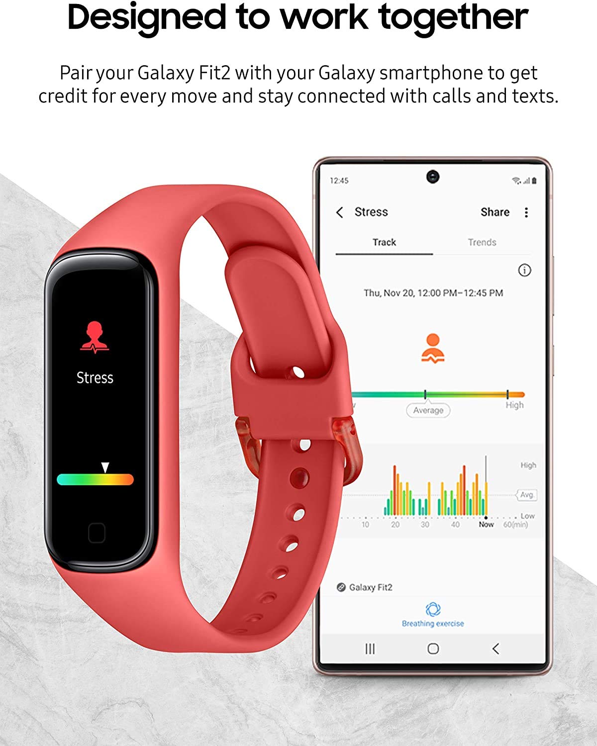 SAMSUNG Galaxy Fit 2 Bluetooth Fitness Tracking Smart Band – Scarlet (US Version)