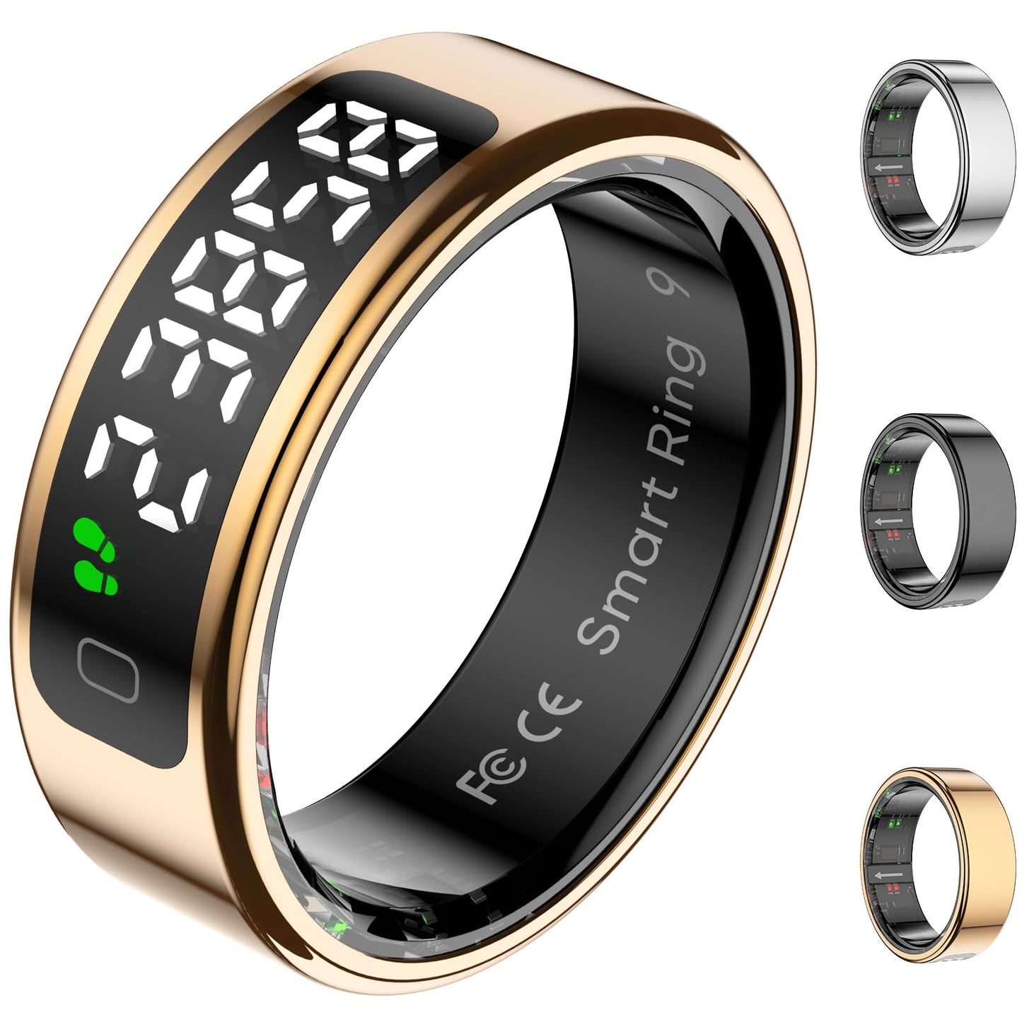 Smart Ring for Women with Display Screen, Sleep Ring for Men with Heart Rate, Fitness Tracker/Step tracker for Activity Monitoring/Steps/Calories,Wireless Charging, for iOS Android (RoseGold,9#)
