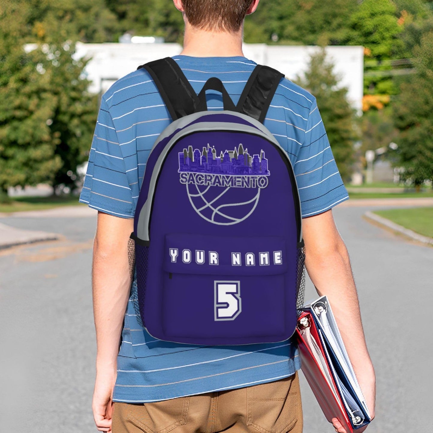 Jvpprds Sacramento Custom Backpack for Boys Personalized Schoolbag Customized Bag with Name Numbers Fans Gifts